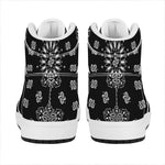 Black Paisley Bandana Print High Top Leather Sneakers