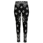 Black Paisley Bandana Print High-Waisted Pocket Leggings