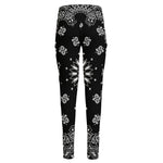 Black Paisley Bandana Print High-Waisted Pocket Leggings