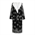 Black Paisley Bandana Print Hooded Bathrobe