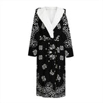 Black Paisley Bandana Print Hooded Bathrobe