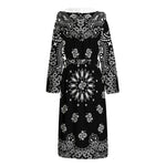 Black Paisley Bandana Print Hooded Bathrobe