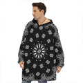 Black Paisley Bandana Print Hoodie Blanket