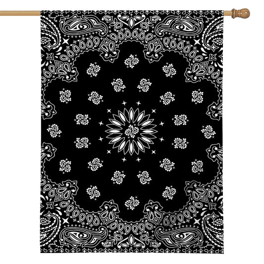 Black Paisley Bandana Print House Flag