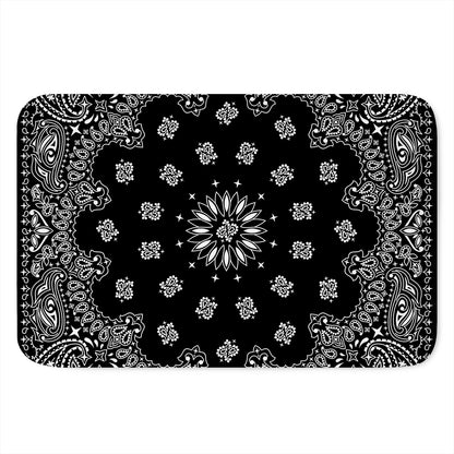 Black Paisley Bandana Print Indoor Door Mat