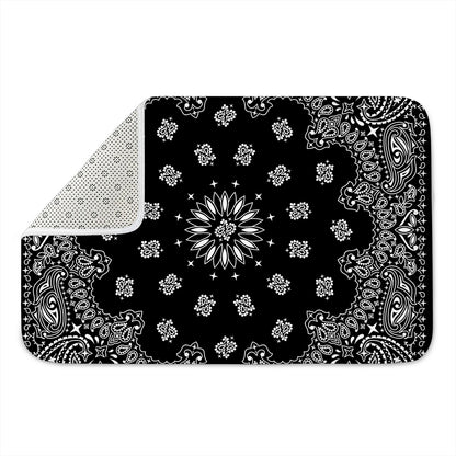 Black Paisley Bandana Print Indoor Door Mat