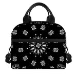 Black Paisley Bandana Print Insulated Lunch Bag