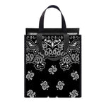 Black Paisley Bandana Print Insulated Lunch Tote