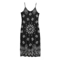 Black Paisley Bandana Print Jersey Midi Cami Dress
