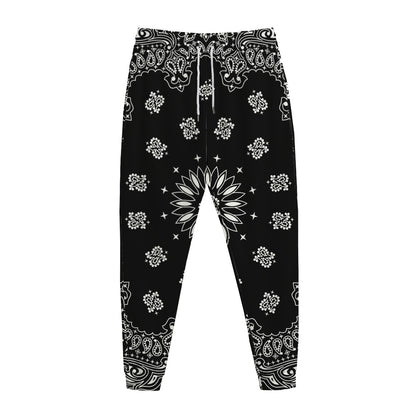 Black Paisley Bandana Print Jogger Pants