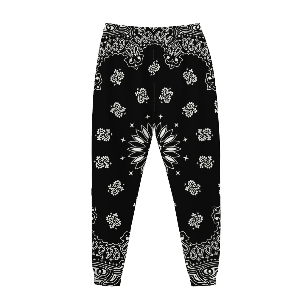 Black Paisley Bandana Print Jogger Pants
