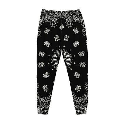 Black Paisley Bandana Print Jogger Pants
