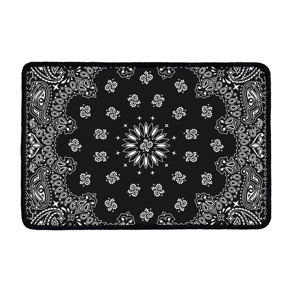 Black Paisley Bandana Print Kitchen Mat