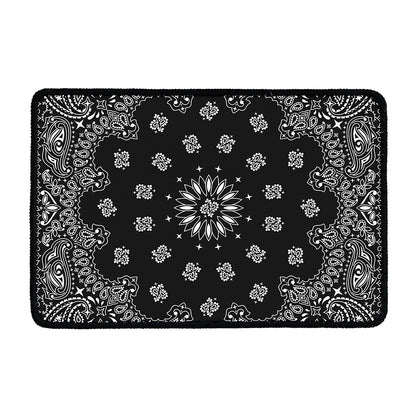 Black Paisley Bandana Print Kitchen Mat