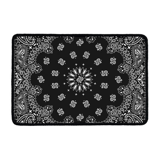 Black Paisley Bandana Print Kitchen Mat