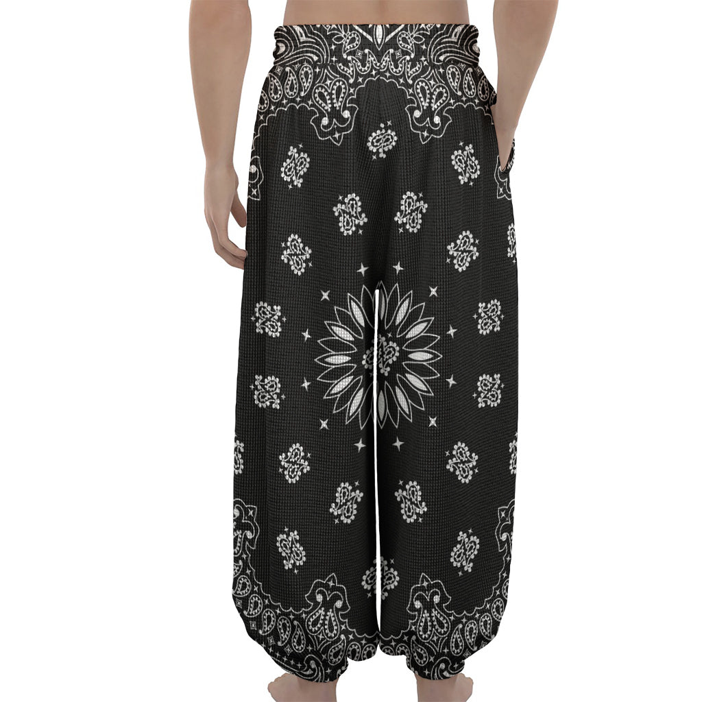 Black Paisley Bandana Print Lantern Pants