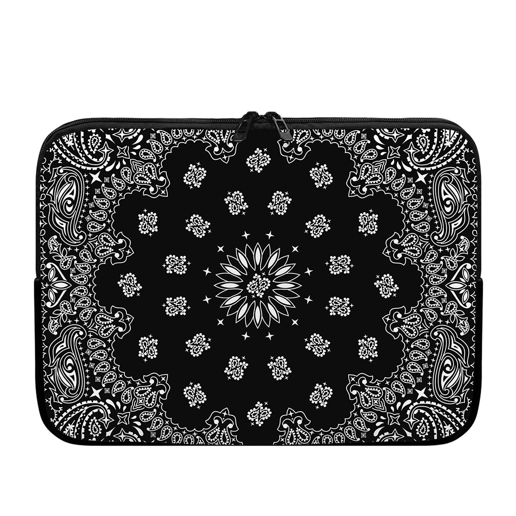 Black Paisley Bandana Print Laptop Sleeve