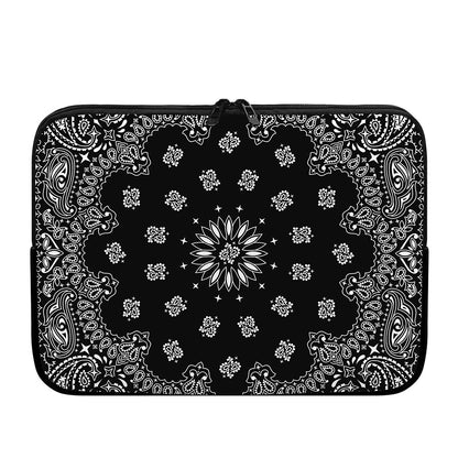 Black Paisley Bandana Print Laptop Sleeve