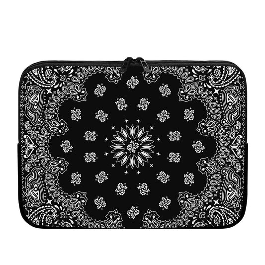 Black Paisley Bandana Print Laptop Sleeve
