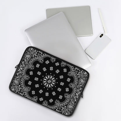 Black Paisley Bandana Print Laptop Sleeve