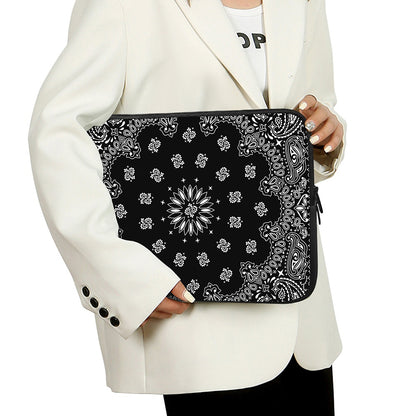 Black Paisley Bandana Print Laptop Sleeve