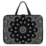 Black Paisley Bandana Print Laptop Sleeve With Handle