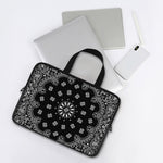 Black Paisley Bandana Print Laptop Sleeve With Handle