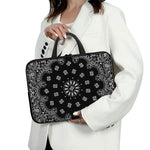 Black Paisley Bandana Print Laptop Sleeve With Handle