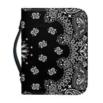 Black Paisley Bandana Print Leather Bible Cover