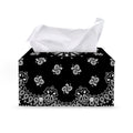 Black Paisley Bandana Print Leather Tissue Box Cover