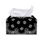 Black Paisley Bandana Print Leather Tissue Box Cover