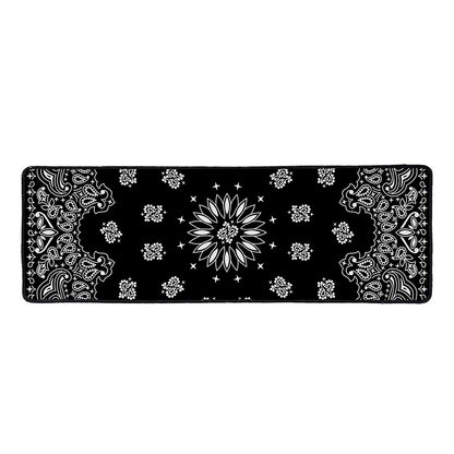 Black Paisley Bandana Print Long Kitchen Mat