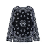 Black Paisley Bandana Print Long Sleeve Short Coat