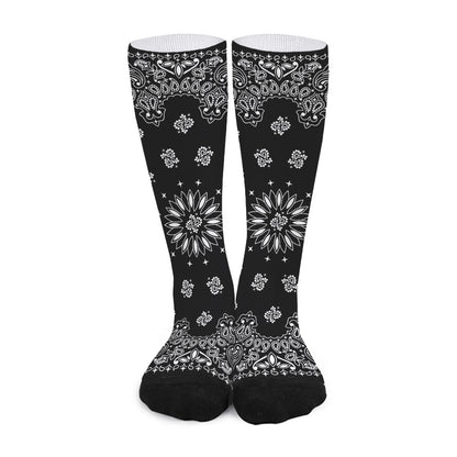 Black Paisley Bandana Print Long Socks