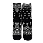 Black Paisley Bandana Print Long Socks