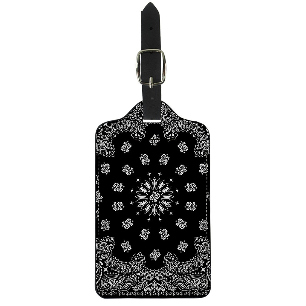 Black Paisley Bandana Print Luggage Tag
