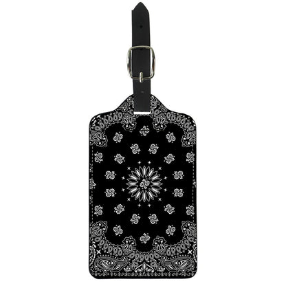 Black Paisley Bandana Print Luggage Tag