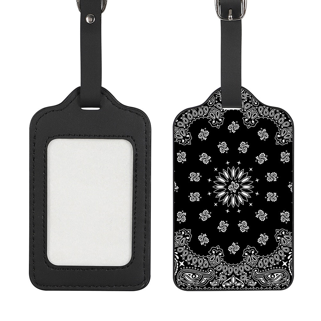 Black Paisley Bandana Print Luggage Tag