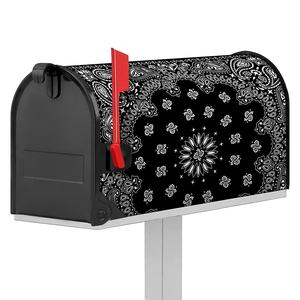 Black Paisley Bandana Print Mailbox Cover