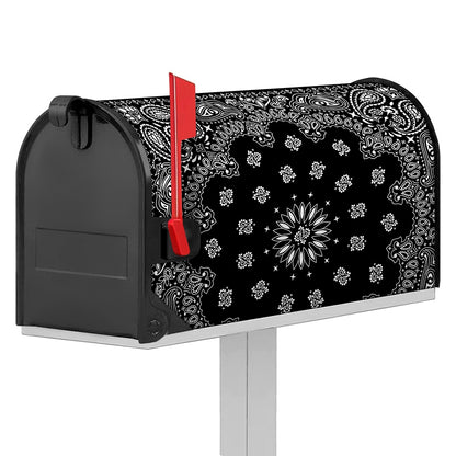 Black Paisley Bandana Print Mailbox Cover