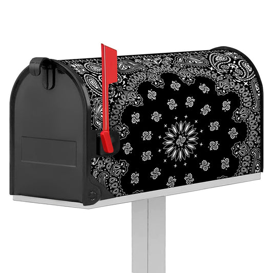 Black Paisley Bandana Print Mailbox Cover