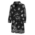 Black Paisley Bandana Print Men's Bathrobe
