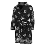 Black Paisley Bandana Print Men's Bathrobe