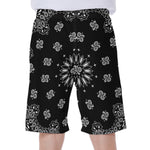 Black Paisley Bandana Print Men's Beach Shorts