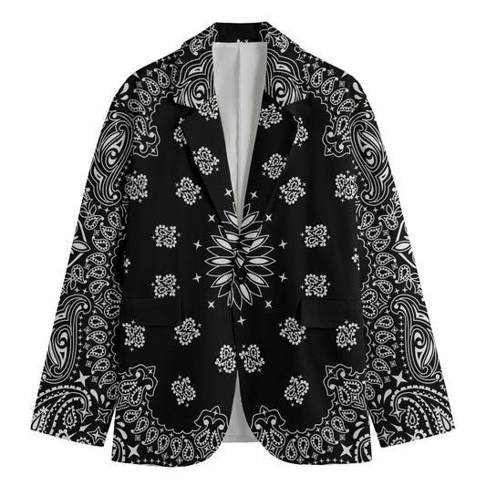 Black Paisley Bandana Print Men's Blazer