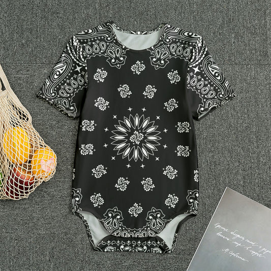 Black Paisley Bandana Print Men's Bodysuit