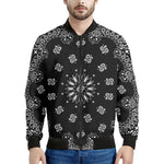 Black Paisley Bandana Print Men's Bomber Jacket