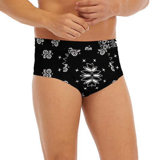 Black Paisley Bandana Print Men's Briefs