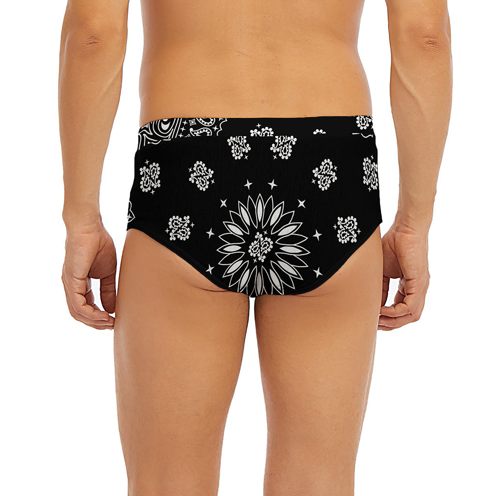 Black Paisley Bandana Print Men's Briefs