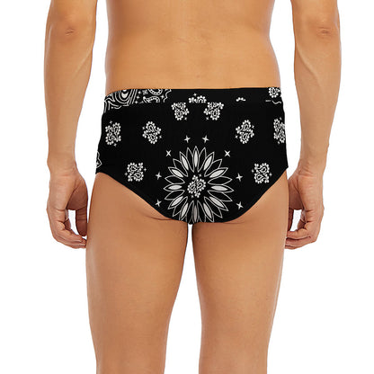 Black Paisley Bandana Print Men's Briefs